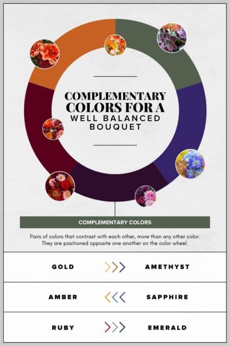Complementary jewel tone colors for fall bouquets